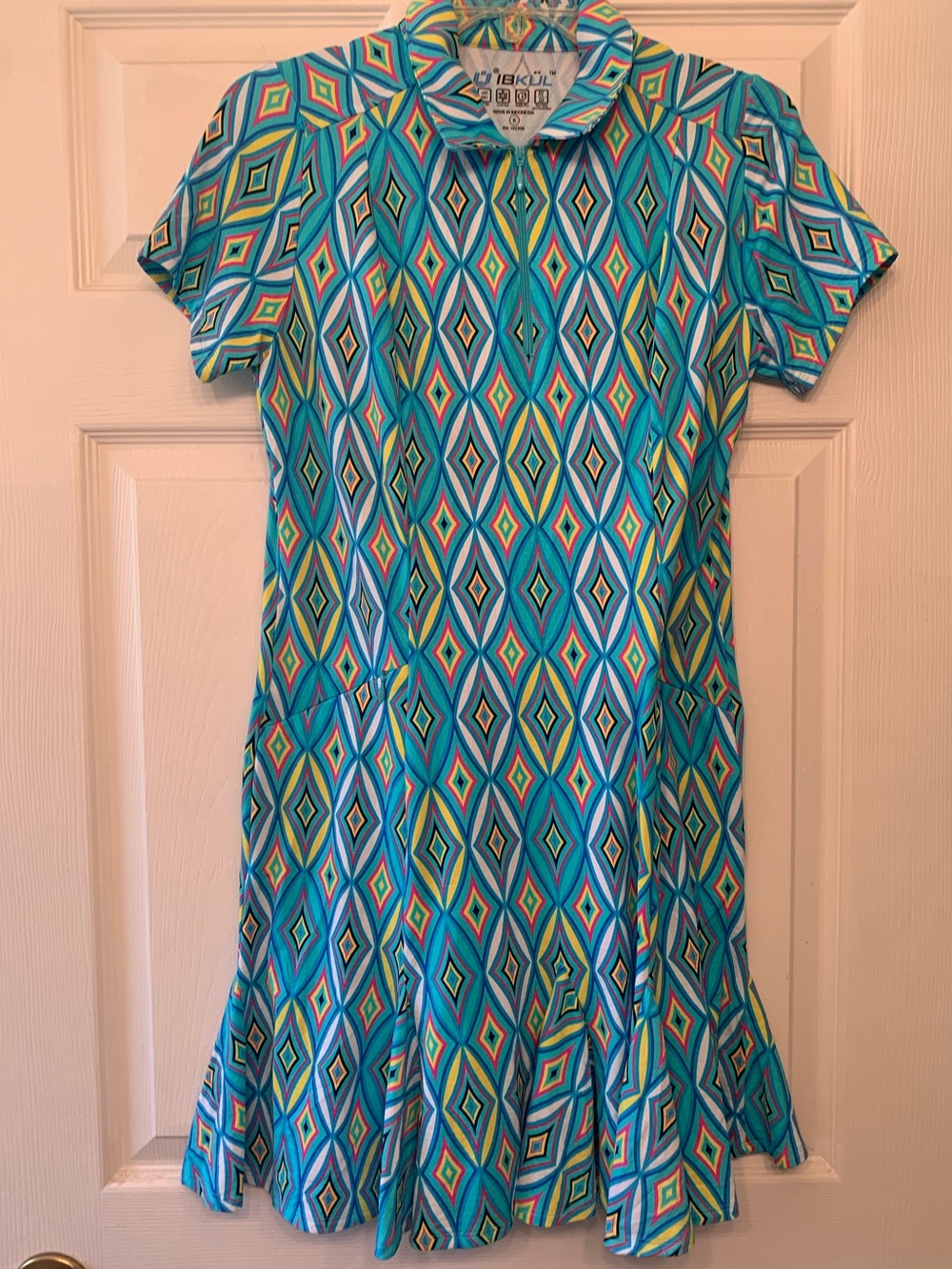 IBKUL Women's UPF 50+ Sun Protection Quick-Dry Top Geometric Print Dress Size S